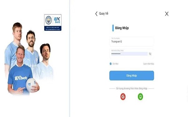 Hình ảnh minh họa cho việc đăng nhập vào 8xbet.